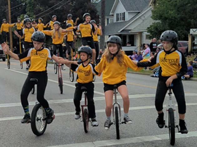 St Helen Newbury Ohio Students on Unicycles for St Helen School Website